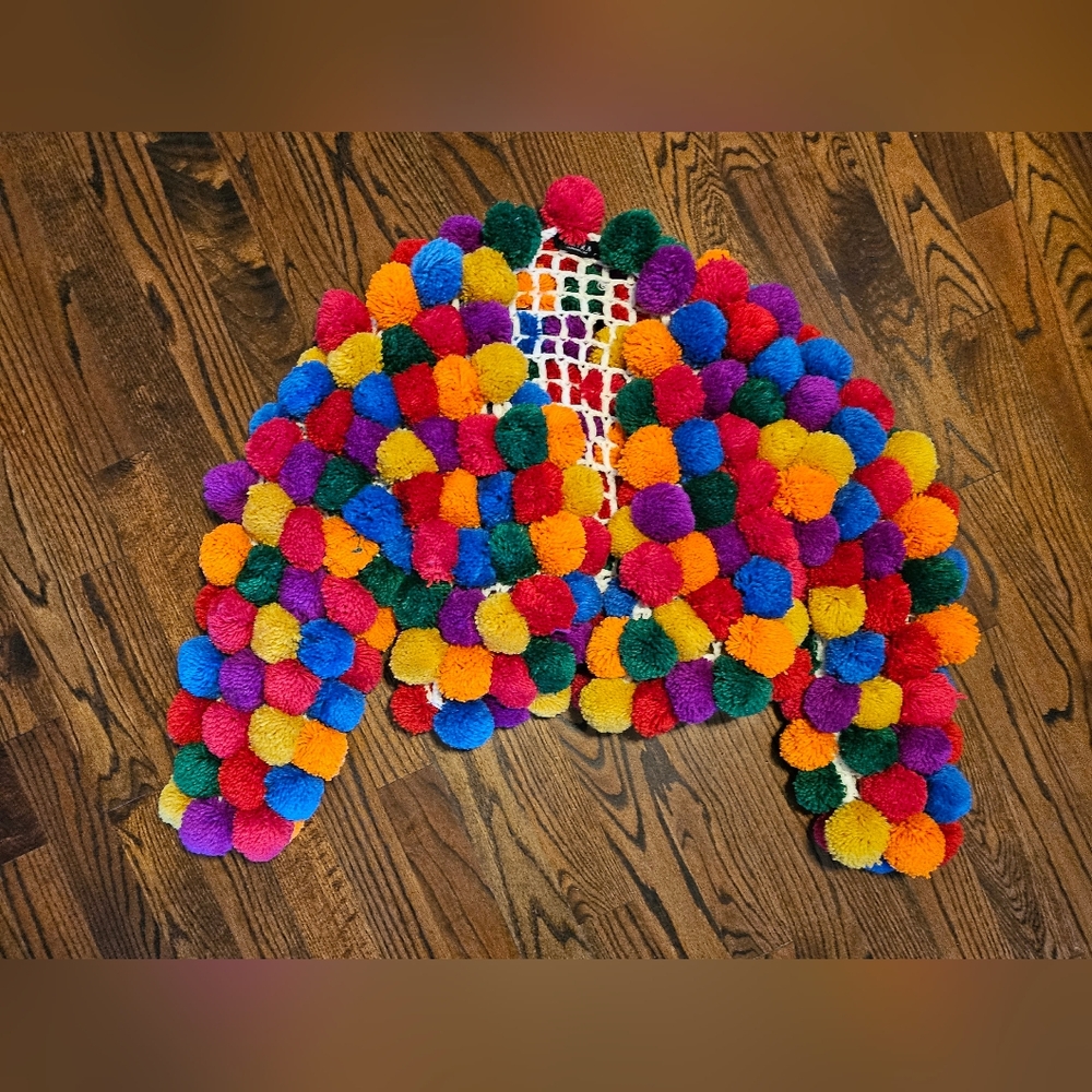 Colorful Pom Pom Cardigan